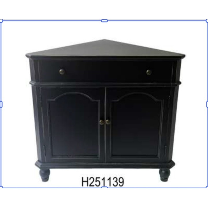 Crna ugaona komoda od drveta – klasični stil 80.5x43.5x76.5 cm