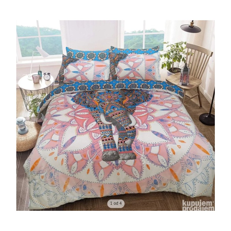 Sleepdown ElephantMandala, pink/plava,230x220cm,polimpam.P91