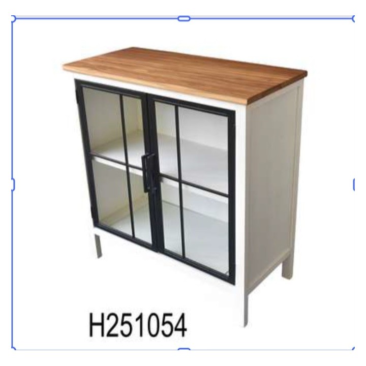 Vitrina sa staklenim vratima 78x36x82.5 cm | Drvo topole i metal