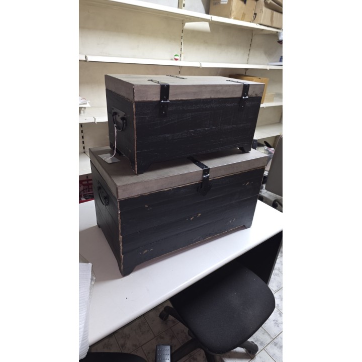 Set rustičnih drvenih škrinja (2 kom) – dekorativne kutije za odlaganje, drvo jele