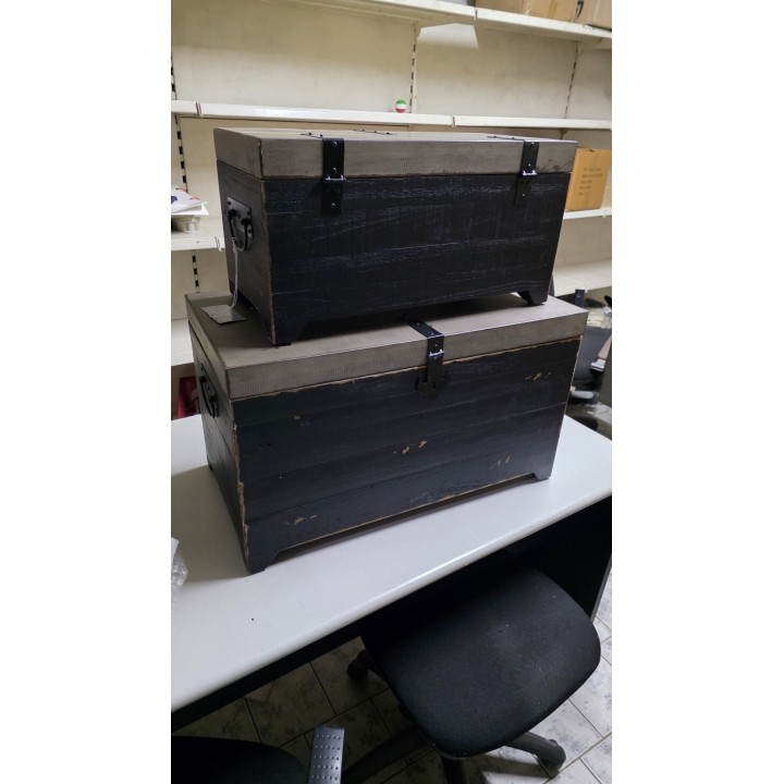 Set rustičnih drvenih škrinja (2 kom) – dekorativne kutije za odlaganje, drvo jele