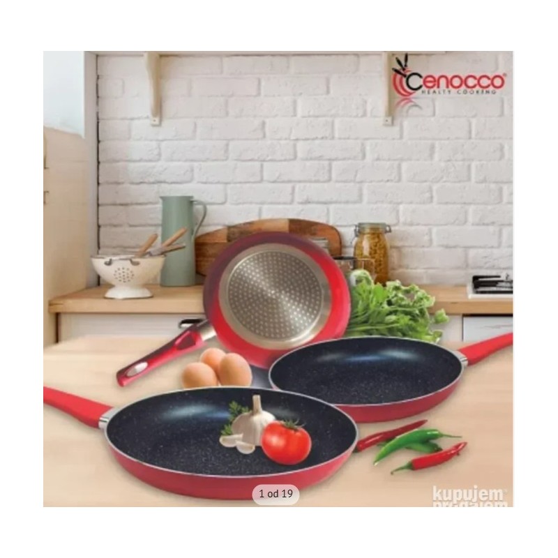 Cenocco CC-2001 set od 3 tiganja, indukcija, crvena