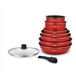 COOK'ART set posuđa, 8 delova, aluminijum, crvena