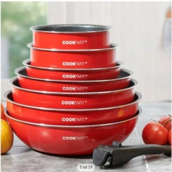 COOK'ART set posuđa, 8 delova, aluminijum, crvena