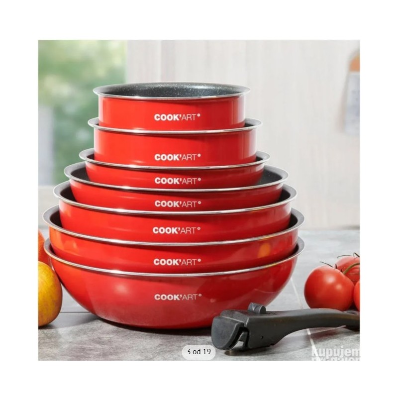 COOK'ART set posuđa, 8 delova, aluminijum, crvena COOK'ART set posuđa, 8 delova, aluminijum, crvena