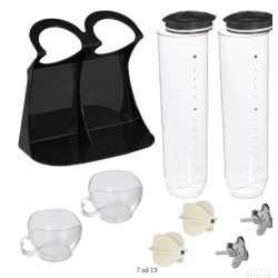 Relaxdays dupli dispenzer za žitarice,crna/srebrna,14x28x41c