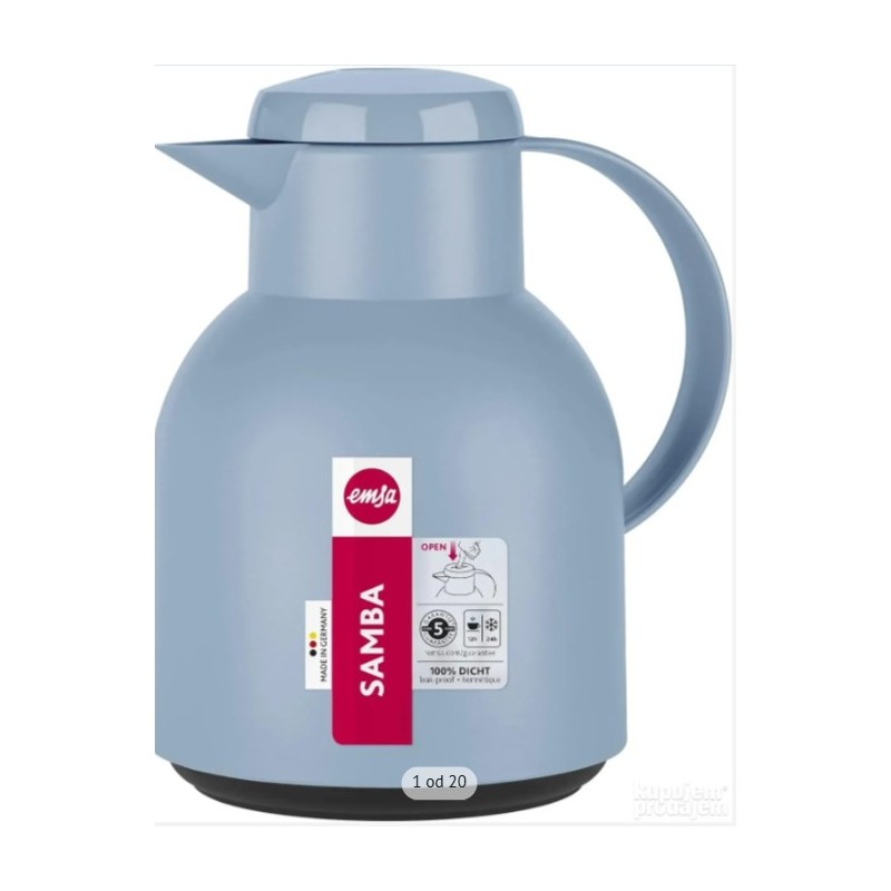 Emsa Samba izolaciona posuda, 1 L, puder plava, QuickPress Emsa Samba izolaciona posuda, 1 L, puder plava, QuickPress