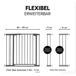 Hauck ClearStep Autoclose 2 sigur.kapija + 9cm ekst, 84-89cm