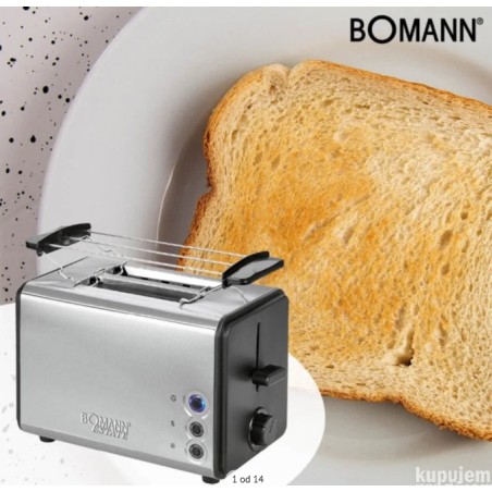 Bomann TA 1371 CB toster, crna, nerđajući čelik, 750-850W