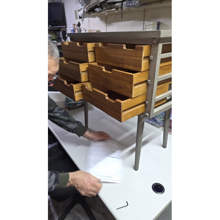 Drvena konzola sa 6 fioka 81x36x79 cm – Industrijski stil