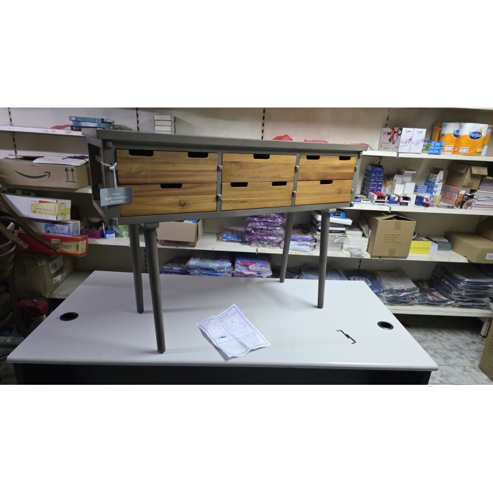 Industrijska konzola/bočni sto sa 6 fioka 112x36x79 cm – puno drvo