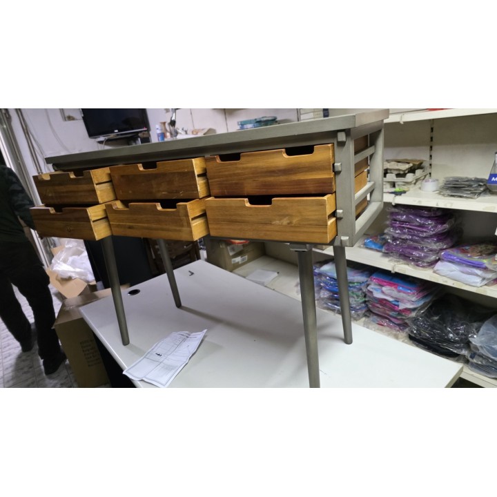 Industrijska konzola/bočni sto sa 6 fioka 112x36x79 cm – puno drvo