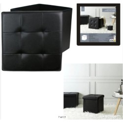 Home Deco sklopivi tabure sa prostorom za odlaganje, crna ostecenje od selotejpa