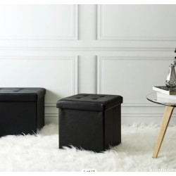 Home Deco sklopivi tabure sa prostorom za odlaganje, crna ostecenje od selotejpa