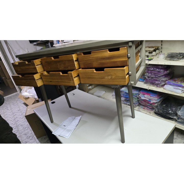 Industrijska konzola/bočni sto sa 6 fioka 112x36x79 cm – puno drvo