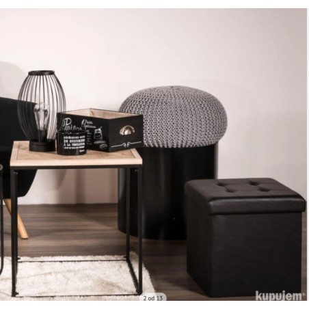 Home Deco sklopivi tabure sa prostorom za odlaganje, crna ostecenje od selotejpa