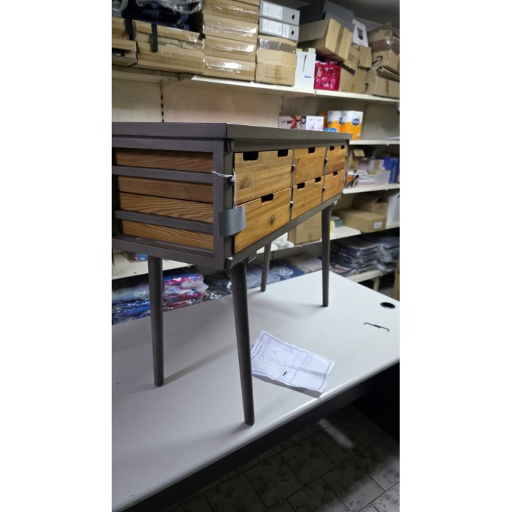 Industrijska konzola/bočni sto sa 6 fioka 112x36x79 cm – puno drvo
