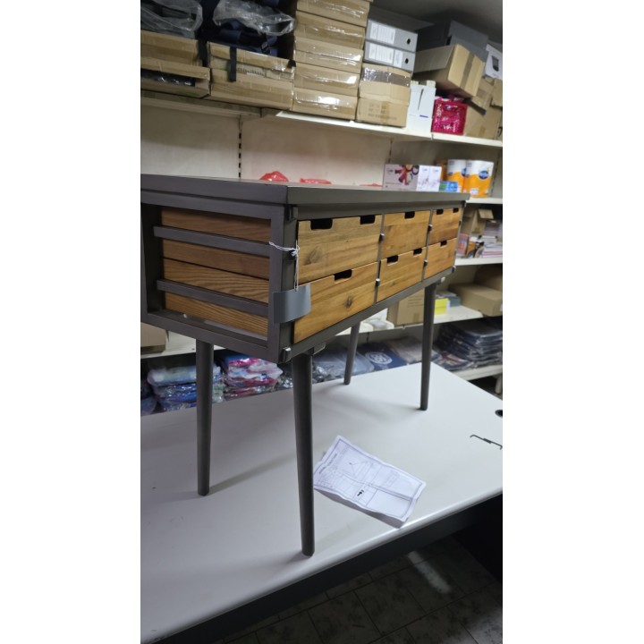 Industrijska konzola/bočni sto sa 6 fioka 112x36x79 cm – puno drvo