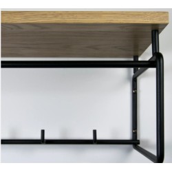 Opp III zidni čiviluk, hrast masiv/metal, 70x25x29 cm