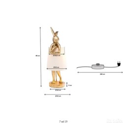 Kare Rabbit stona lampa, zlatna/bela, 1xE14, 68x23 cm polomljena