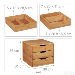Relaxdays organizator sa 3 fioke, bambus, 26 x 30 x 31 cm-ostecen