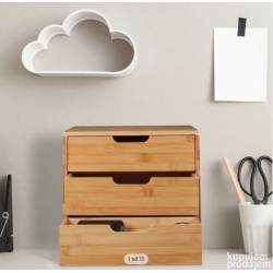 Relaxdays organizator sa 3 fioke, bambus, 26 x 30 x 31 cm-ostecen