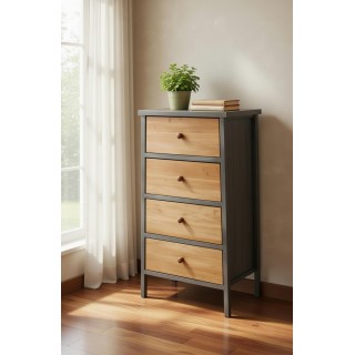 Komoda sa 4 fioke 45x25x79 cm – Drvo malezijske topole i MDF, siva