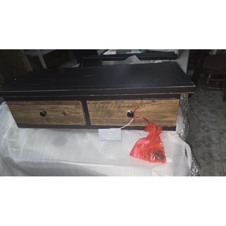 Rustični radni stočić sa 2 fioke 81x36x75 cm – Drveni bočni sto - konzola