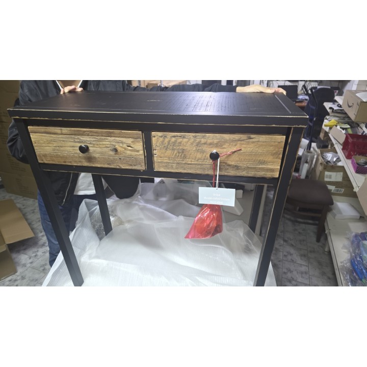 Rustični radni stočić sa 2 fioke 81x36x75 cm – Drveni bočni sto - konzola