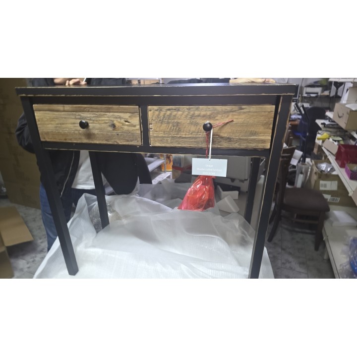 Rustični radni stočić sa 2 fioke 81x36x75 cm – Drveni bočni sto - konzola