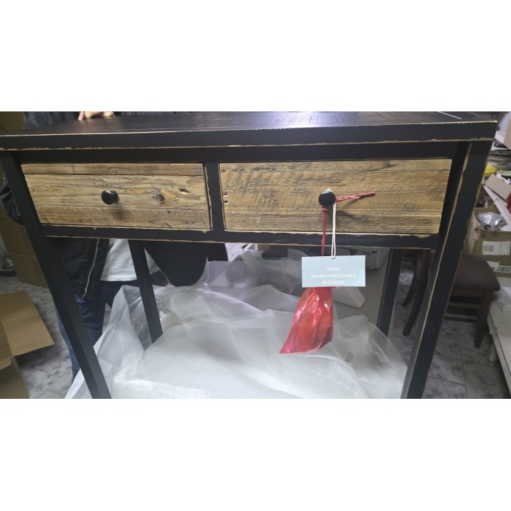 Rustični radni stočić sa 2 fioke 81x36x75 cm – Drveni bočni sto - konzola