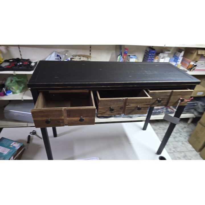 Rustični radni stočić sa 3 fioke 102x36x76.5 cm – Drveni bočni -konzolni sto