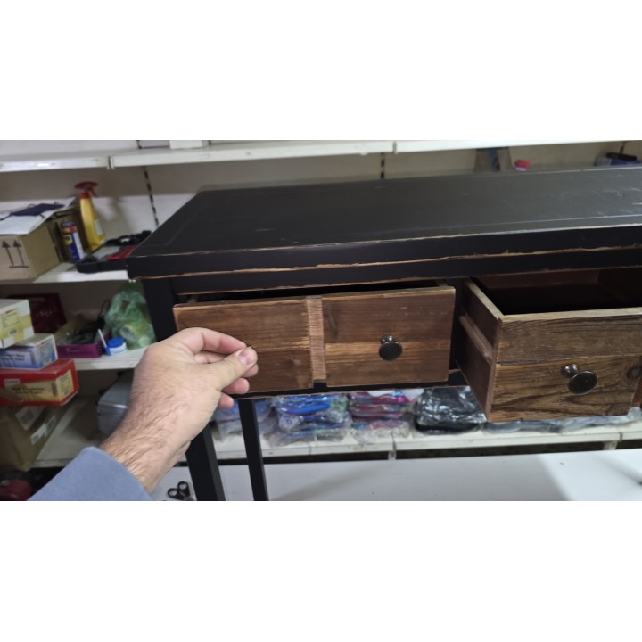 Rustični radni stočić sa 3 fioke 102x36x76.5 cm – Drveni bočni -konzolni sto