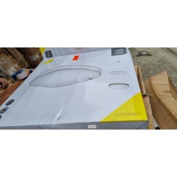 Trio Lugano LED plafonjera, tkanina, siva, prečnik 75 cm,60W