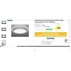 Trio Lugano LED plafonjera, tkanina, siva, prečnik 75 cm,60W