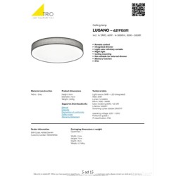 Trio Lugano LED plafonjera, tkanina, siva, prečnik 75 cm,60W