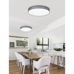 Trio Lugano LED plafonjera, tkanina, siva, prečnik 75 cm,60W