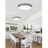 Trio Lugano LED plafonjera, tkanina, siva, prečnik 75 cm,60W