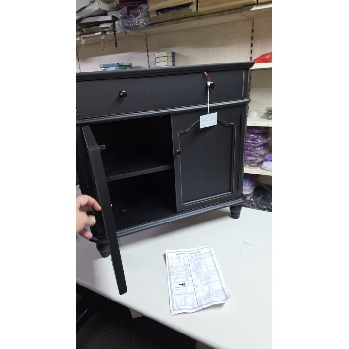 Crna ugaona komoda od drveta – klasični stil 80.5x43.5x76.5 cm