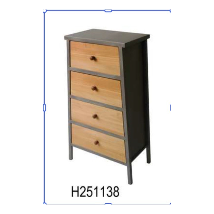 Komoda sa 4 fioke 45x25x79 cm – Drvo malezijske topole i MDF, siva