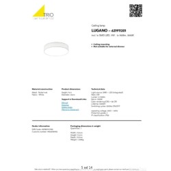 Trio Lugano LED plafonjera, tkanina/nikl, bela, prečnik 30cm