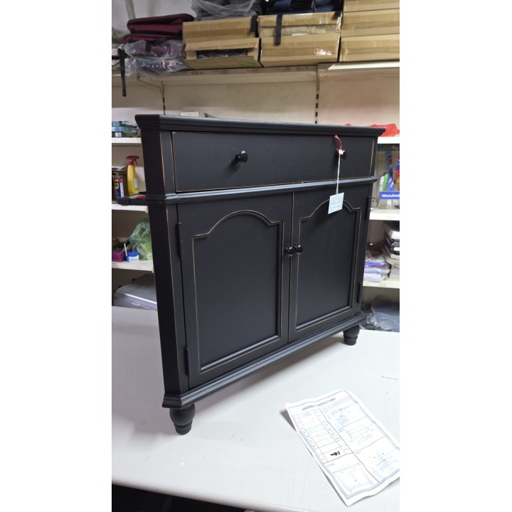 Crna ugaona komoda od drveta – klasični stil 80.5x43.5x76.5 cm