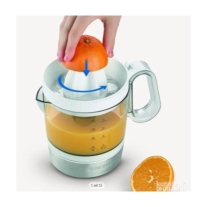 Severin CP 3535 presa za citruse, 40W, 1L,bela/bruš.n.č. Severin CP 3535 presa za citruse, 40W, 1L,bela/bruš.n.č.