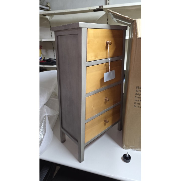 Komoda sa 4 fioke 45x25x79 cm – Drvo malezijske topole i MDF, siva