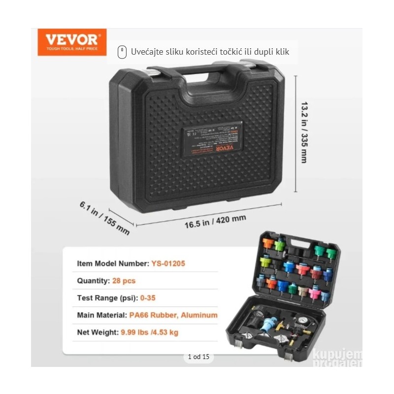 Vevor YS-01205 set 28 delova za merenje pritiska  klime