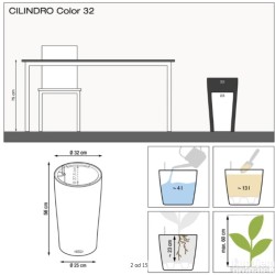 Lechuza CILINDRO Color32 ALL-IN-ONE saksija, 32x56cm, bela