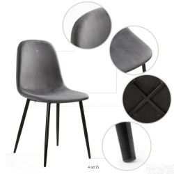 Set od 4 trpezarijske stolice, pliš/metalni nogari,siva/crna- oštećeno