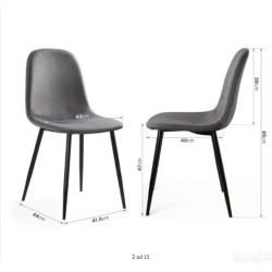 Set od 4 trpezarijske stolice, pliš/metalni nogari,siva/crna- oštećeno