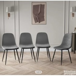 Set od 4 trpezarijske stolice, pliš/metalni nogari,siva/crna- oštećeno