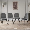 Set od 4 trpezarijske stolice, pliš/metalni nogari,siva/crna- oštećeno